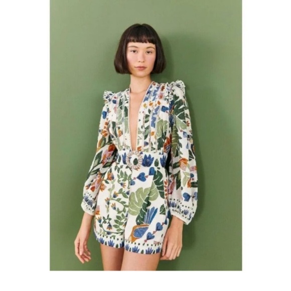 FARM Rio Pants - FARM Rio White Summer Garden Romper
